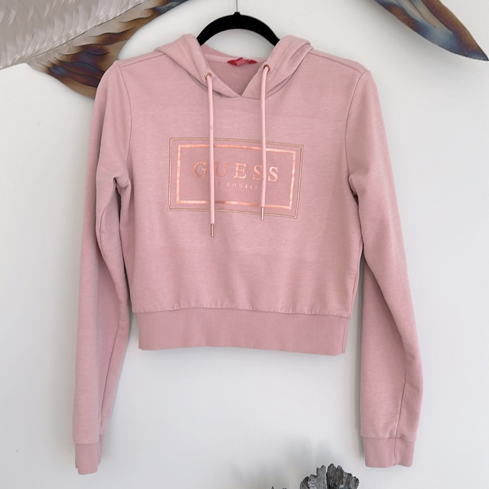 Guess Rose Gold Crop Hoodie